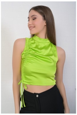 ΜΠΛΟΥΖΑ CROP ΣΑΤΕΝ ΜΕ ΣΟΥΡΑ ΣΤΟ ΠΛΑΪ
