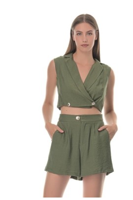 ΜΠΛΟΥΖΑ  ΜΕ ΓΙΑΚΑ CROP ΚΡΟΥΑΖΕ ΚΑΙ ΚΟΥΜΠΙΑ