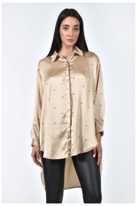 ΠΟΥΚΑΜΙΣΑ OVERSIZED ΣΑΤΕΝ ΜΕ ΣΤΡΑΣ