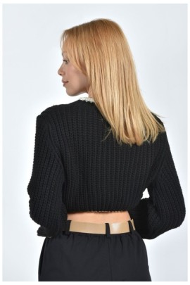 ΠΛΕΚΤΟ CROP ΜΕ ΔΙΧΡΩΜΕΣ ΛΕΠΤΟΜΕΡΕΙΕΣ ΣΤΙΣ ΑΚΡΕΣ