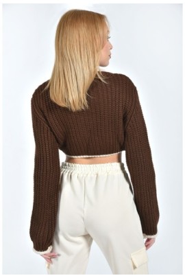 ΠΛΕΚΤΟ CROP ΜΕ ΔΙΧΡΩΜΕΣ ΛΕΠΤΟΜΕΡΕΙΕΣ ΣΤΙΣ ΑΚΡΕΣ