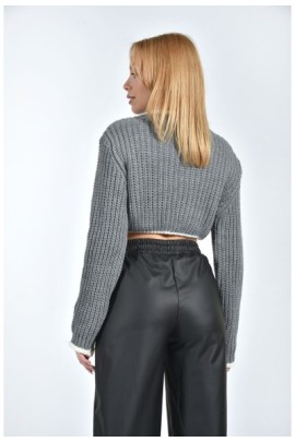 ΠΛΕΚΤΟ CROP ΜΕ ΔΙΧΡΩΜΕΣ ΛΕΠΤΟΜΕΡΕΙΕΣ ΣΤΙΣ ΑΚΡΕΣ