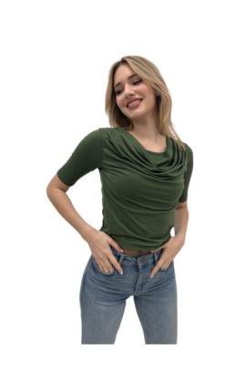 ΜΠΛΟΥΖΑ CROP  ΝΤΡΑΠΕ ΜΕ ΕΠΕΝΔΥΣΗ ΜΠΛΟΥΖΑ CROP  ΝΤΡΑΠΕ ΜΕ ΕΠΕΝΔΥΣΗ