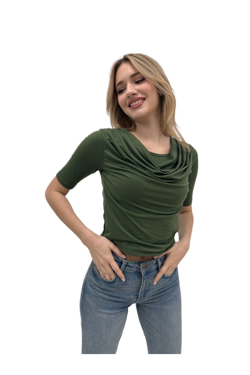 ΜΠΛΟΥΖΑ CROP  ΝΤΡΑΠΕ ΜΕ ΕΠΕΝΔΥΣΗ ΜΠΛΟΥΖΑ CROP  ΝΤΡΑΠΕ ΜΕ ΕΠΕΝΔΥΣΗ