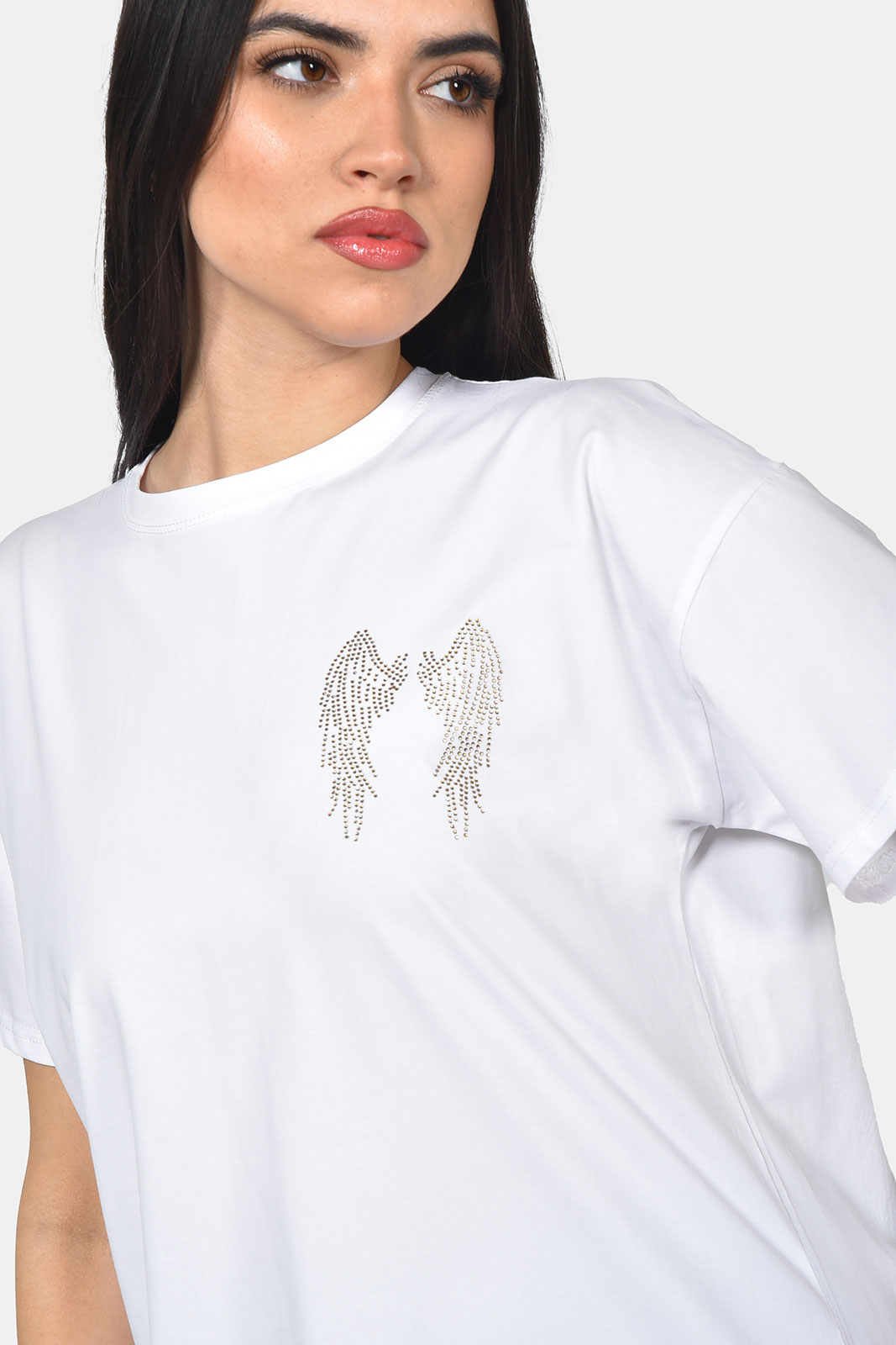T-SHIRT ΜΕ ΦΤΕΡΑ ΑΠΟ ΜΕΤΑΛΑΚΙΑ OVERSIZED - Image 2