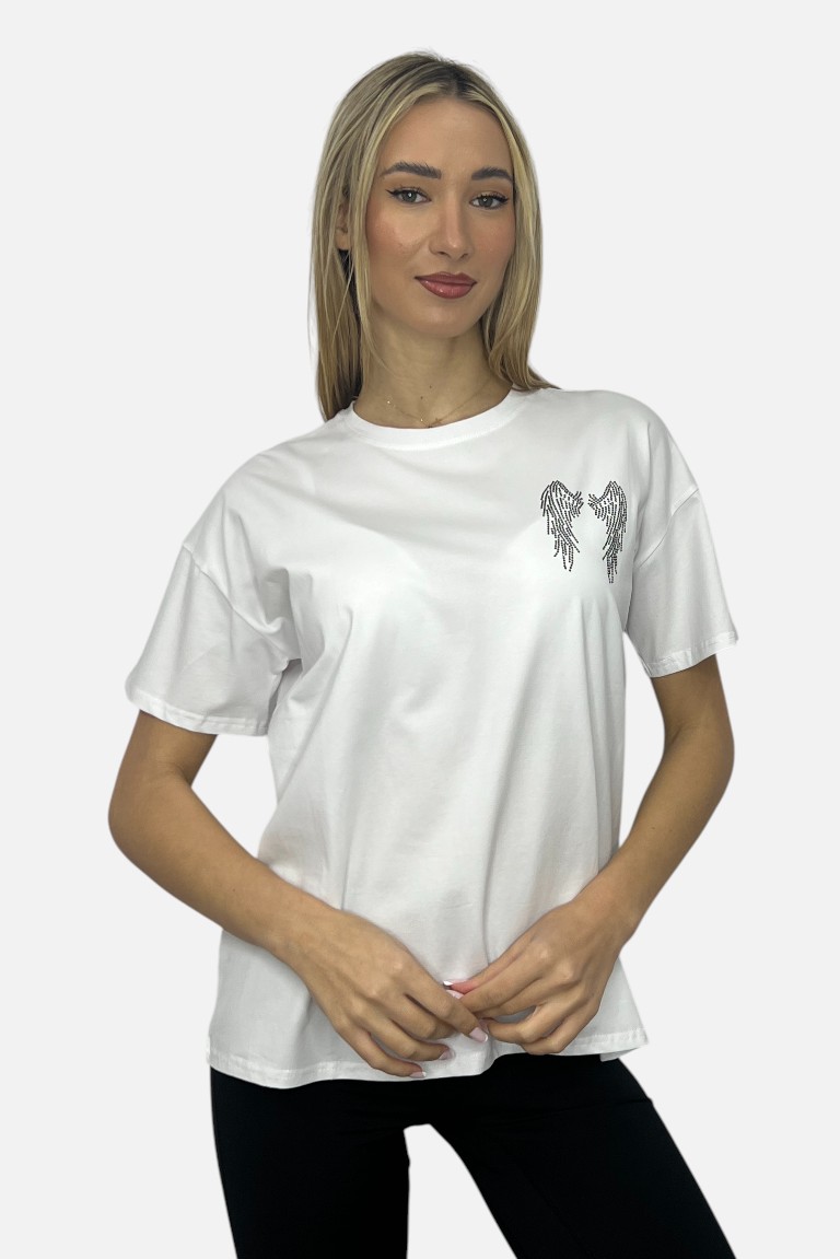 T-SHIRT ΜΕ ΦΤΕΡΑ ΑΠΟ ΜΕΤΑΛΑΚΙΑ OVERSIZED - Image 4