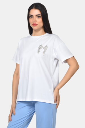 T-SHIRT ΜΕ ΦΤΕΡΑ ΑΠΟ ΜΕΤΑΛΑΚΙΑ OVERSIZED