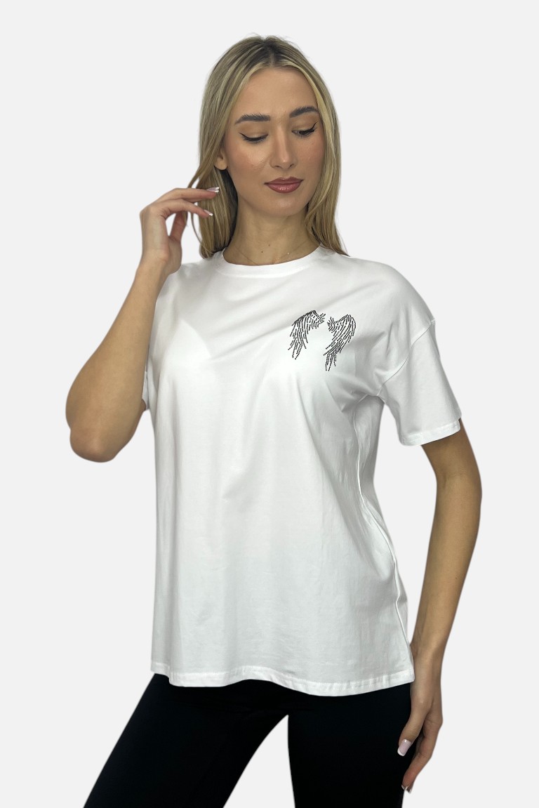 T-SHIRT ΜΕ ΦΤΕΡΑ ΑΠΟ ΜΕΤΑΛΑΚΙΑ OVERSIZED - Image 5