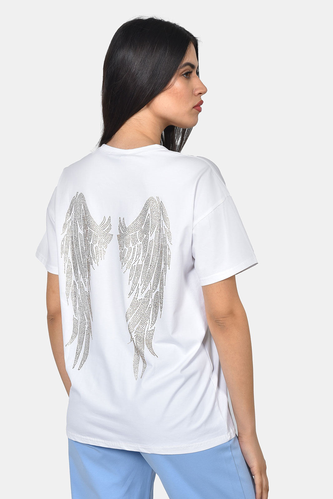 T-SHIRT ΜΕ ΦΤΕΡΑ ΑΠΟ ΜΕΤΑΛΑΚΙΑ OVERSIZED - Image 3