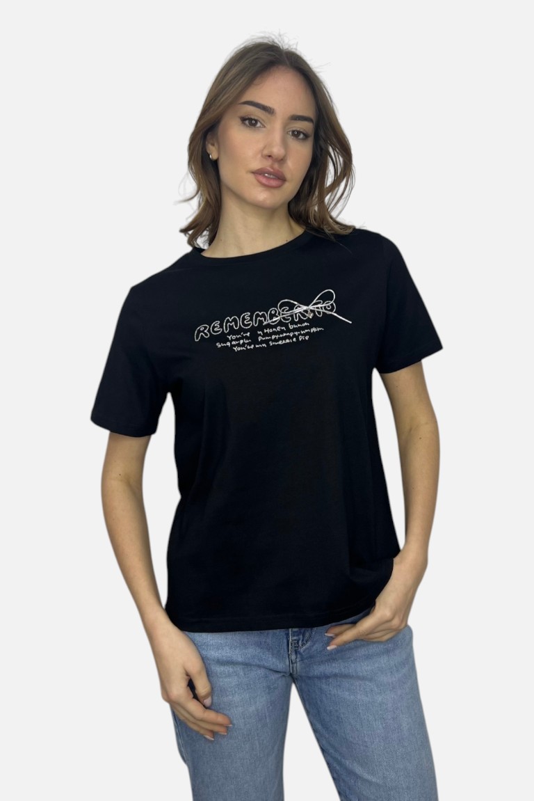 T-SHIRT ΜΕ ΤΥΠΩΜΑ ΑΠΟ ΓΚΛΙΤΕΡ REMEMBER - Image 4