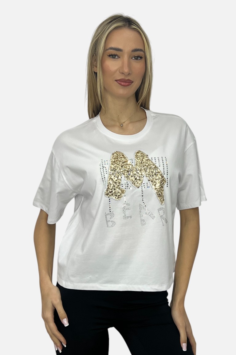T-SHIRT CROP ΜΕ ΠΑΓΙΕΤΕΣ ΚΑΙ ΣΤΡΑΣ - Image 4