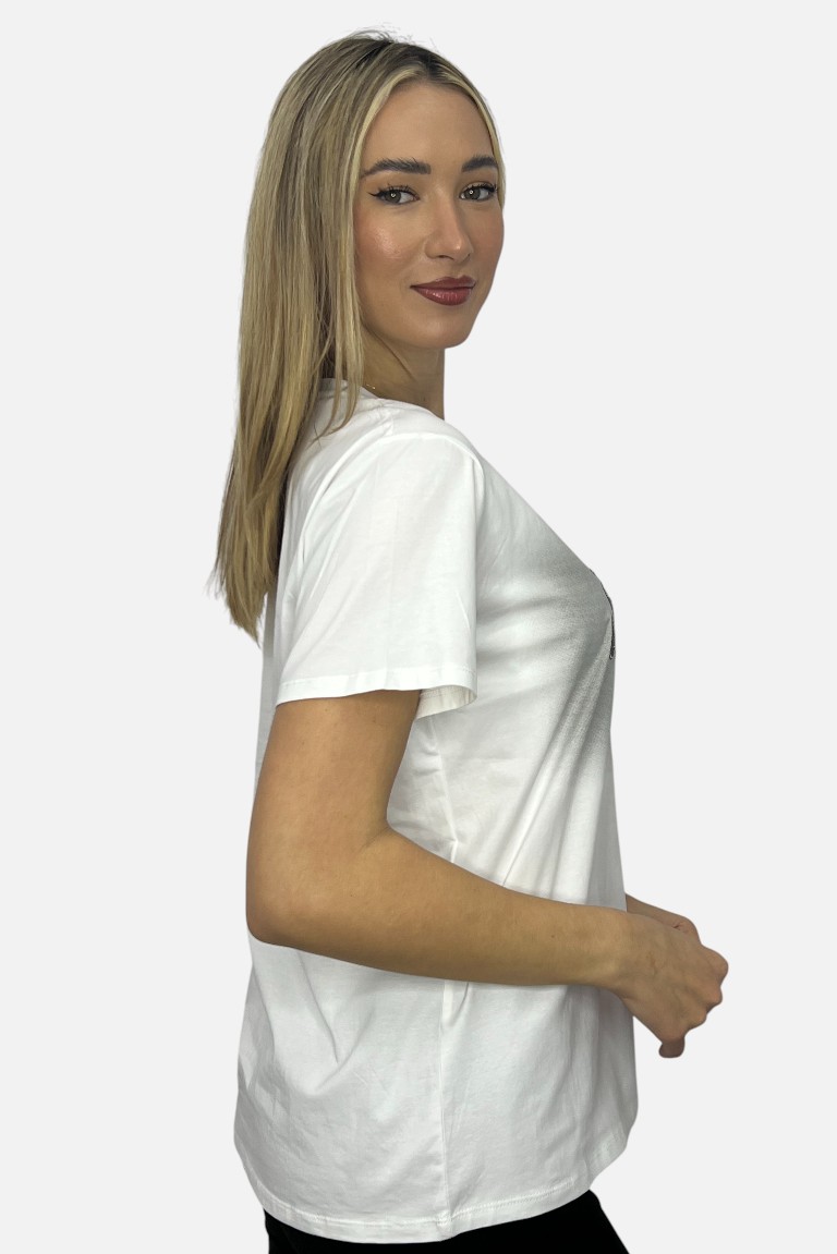 T-SHIRT ΜΕ ΜΟΤΙΦ SMILE ΜΕ ΣΤΡΑΣ - Image 5