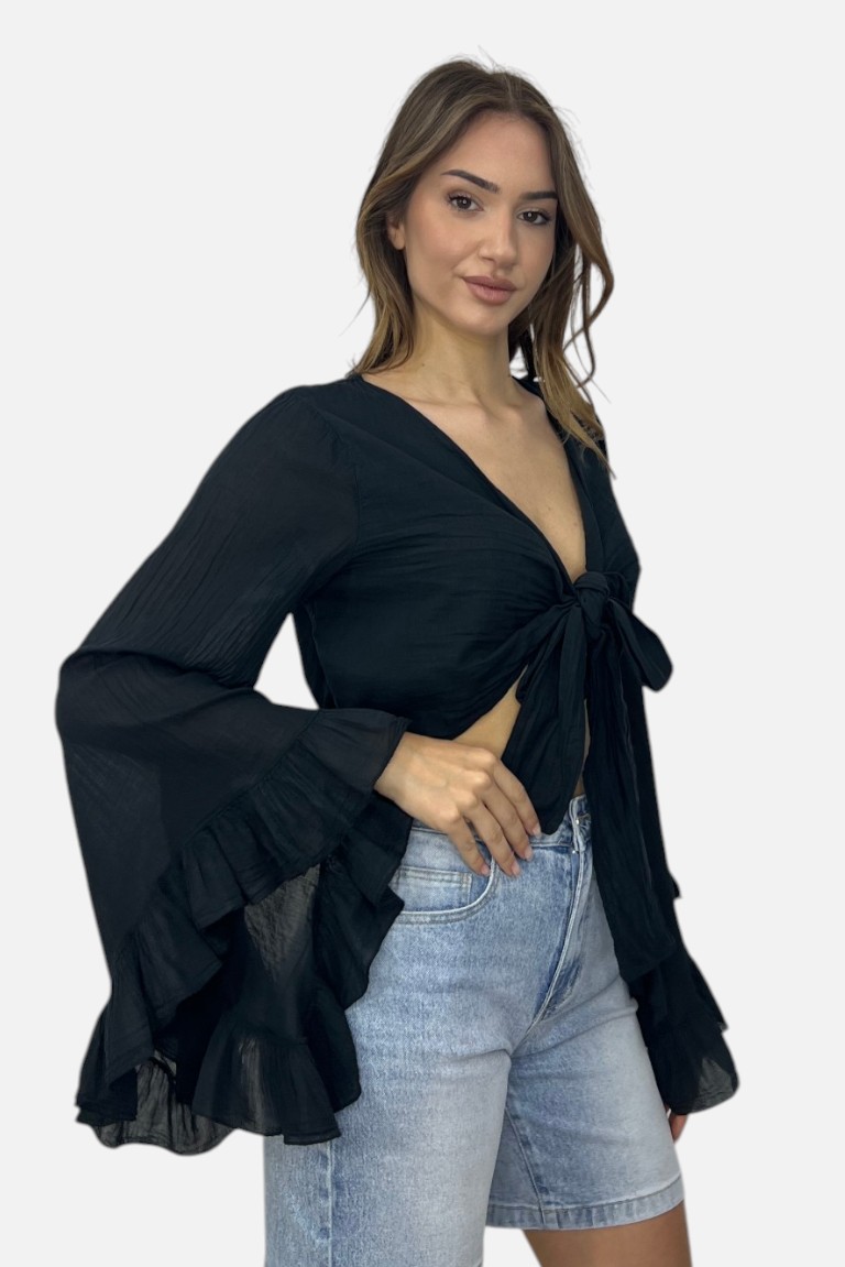 ΜΠΛΟΥΖΑ CROP ΜΕ ΒΟΛΑΝ ΚΑΙ ΚΑΜΠΑΝΑ ΜΑΝΙΚΙΑ - Image 10