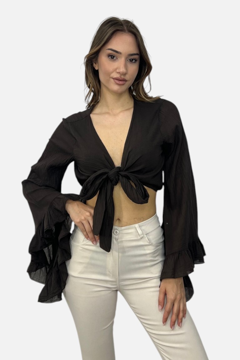 ΜΠΛΟΥΖΑ CROP ΜΕ ΒΟΛΑΝ ΚΑΙ ΚΑΜΠΑΝΑ ΜΑΝΙΚΙΑ - Image 6