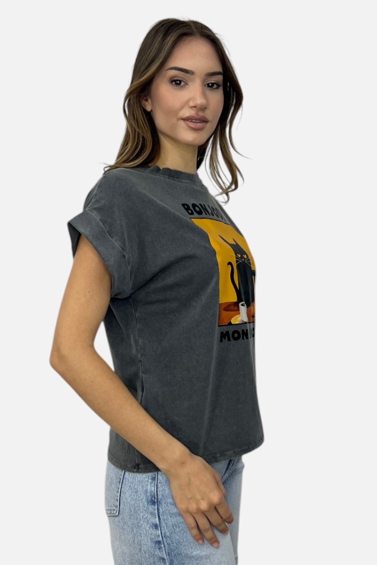 T-SHIRT ΜΕ ΤΥΠΩΜΑ ΓΑΤΑ - Image 2