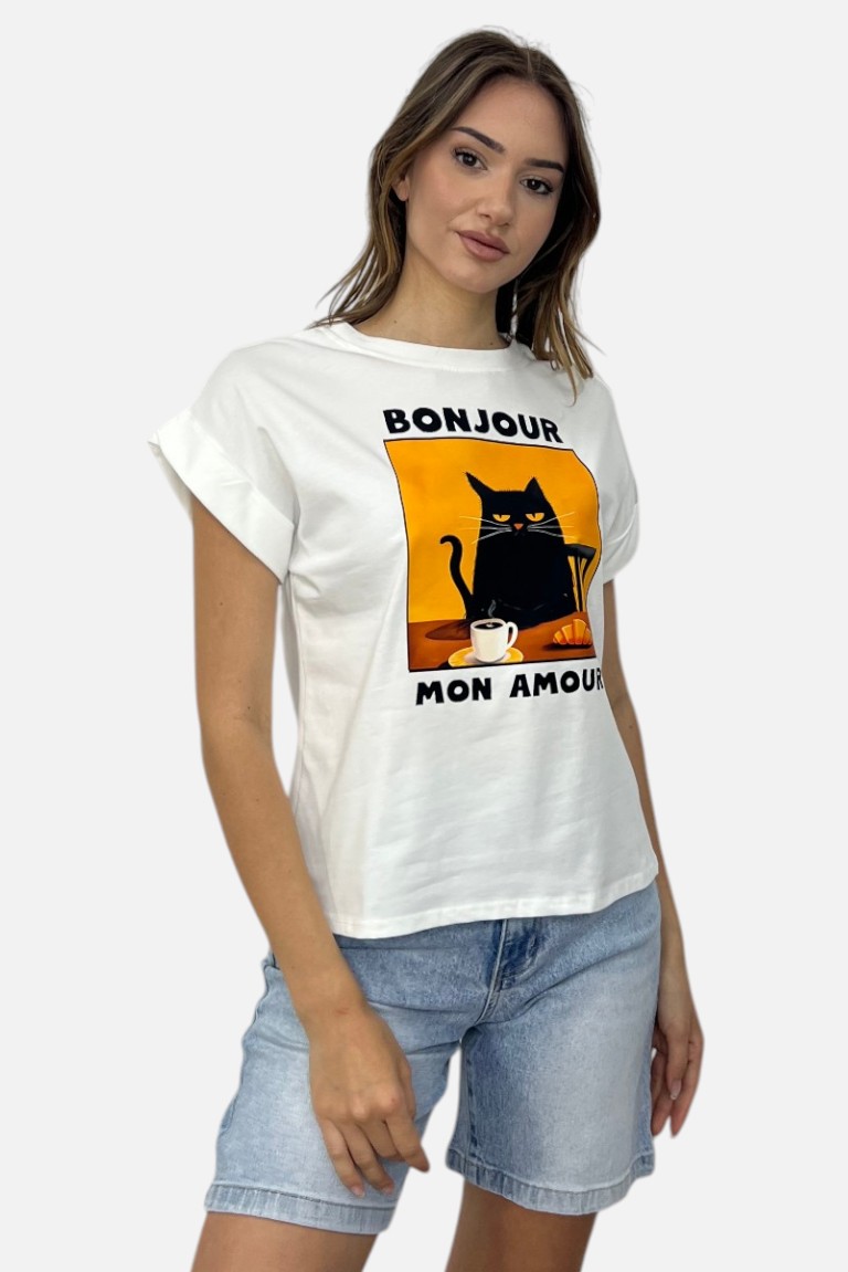 T-SHIRT ΜΕ ΤΥΠΩΜΑ ΓΑΤΑ - Image 3