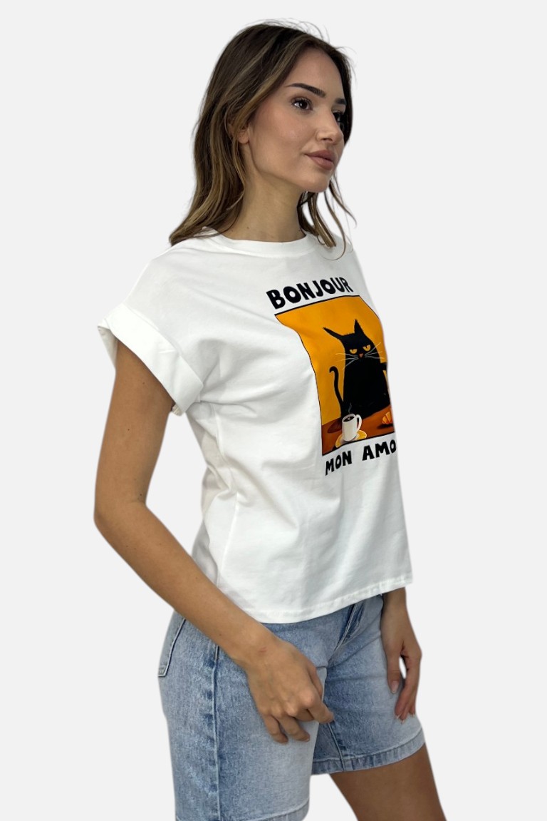 T-SHIRT ΜΕ ΤΥΠΩΜΑ ΓΑΤΑ - Image 4