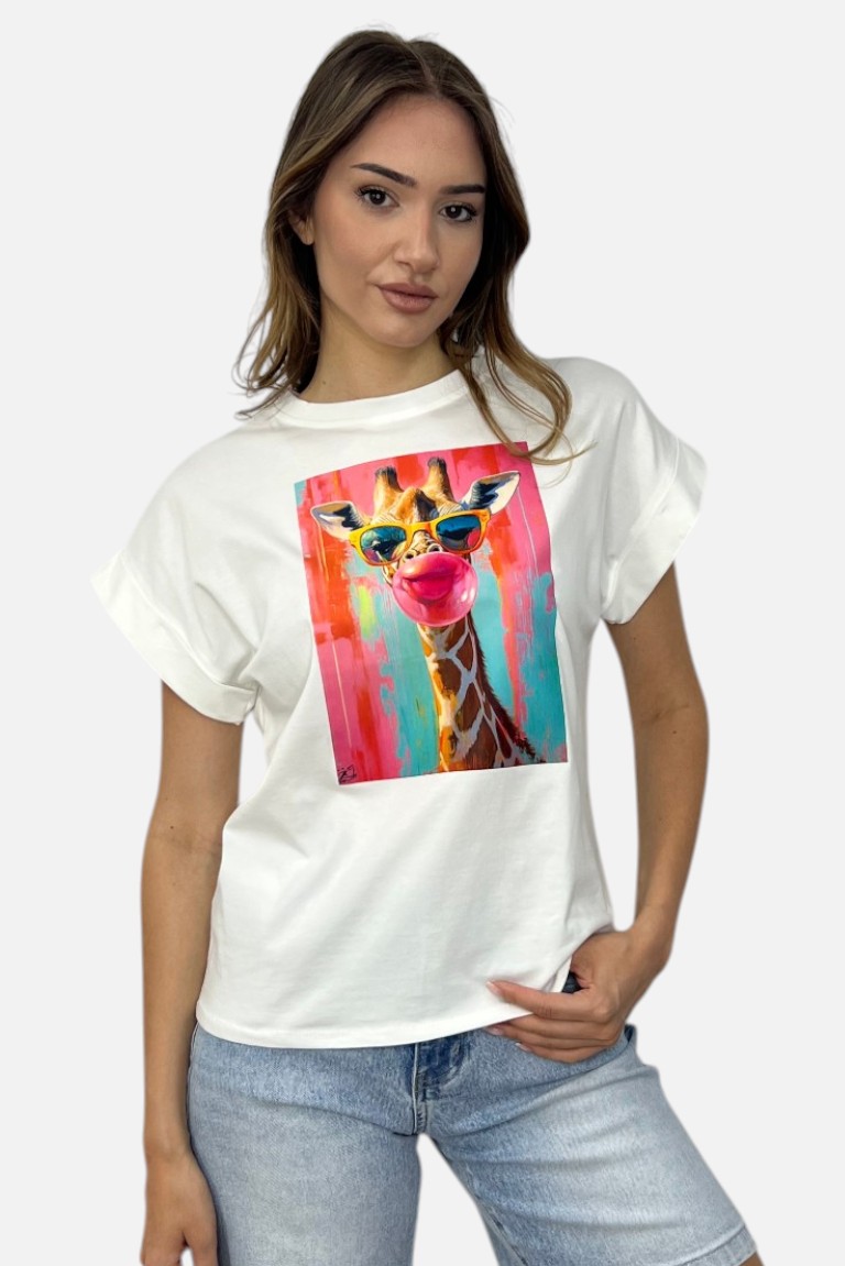 T-SHIRT ΜΕ ΤΥΠΩΜΑ ΚΑΜΗΛΟΠΑΡΔΑΛΗ
