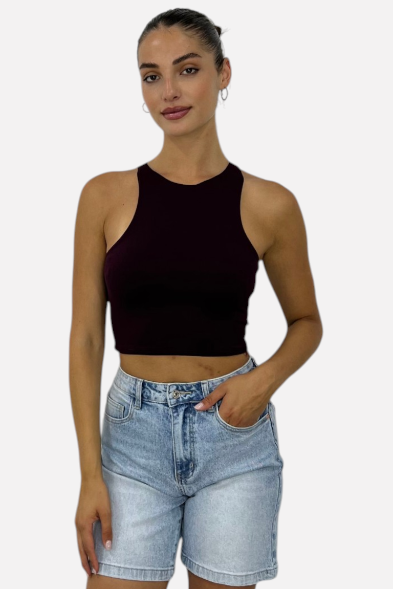 ΜΠΛΟΥΖΑ CROP ΕΛΑΣΤΙΚΗ ΜΕ ΚΛΕΙΣΤΗ ΛΑΙΜΟΚΟΨΗ - Image 4